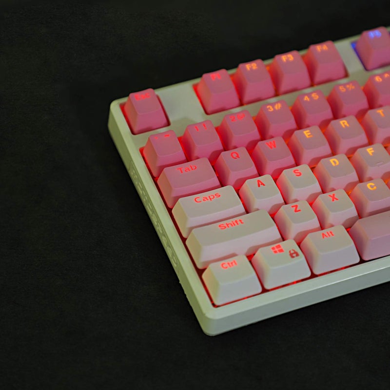 YMDK Double Shot 104 Dyed PBT Shine Through Keyset OEM Profile Keycap Set for Cherry MX Switches Mechanical Keyboard 104 87 61 (Pink Gradient) (Only Keycaps) - Image 3